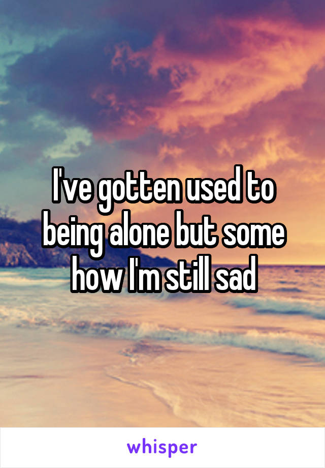 I've gotten used to being alone but some how I'm still sad