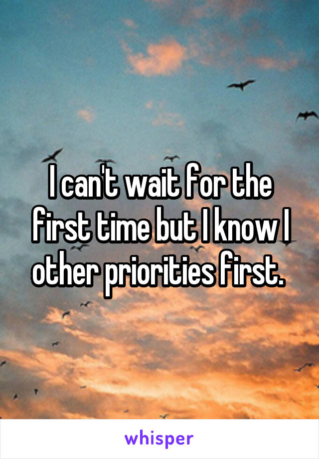 I can't wait for the first time but I know I other priorities first. 