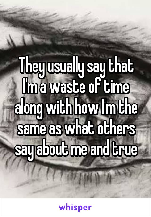 They usually say that I'm a waste of time along with how I'm the same as what others say about me and true