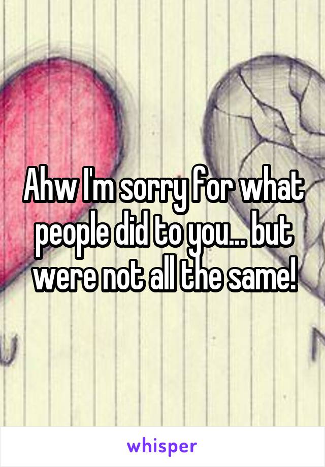 Ahw I'm sorry for what people did to you... but were not all the same!