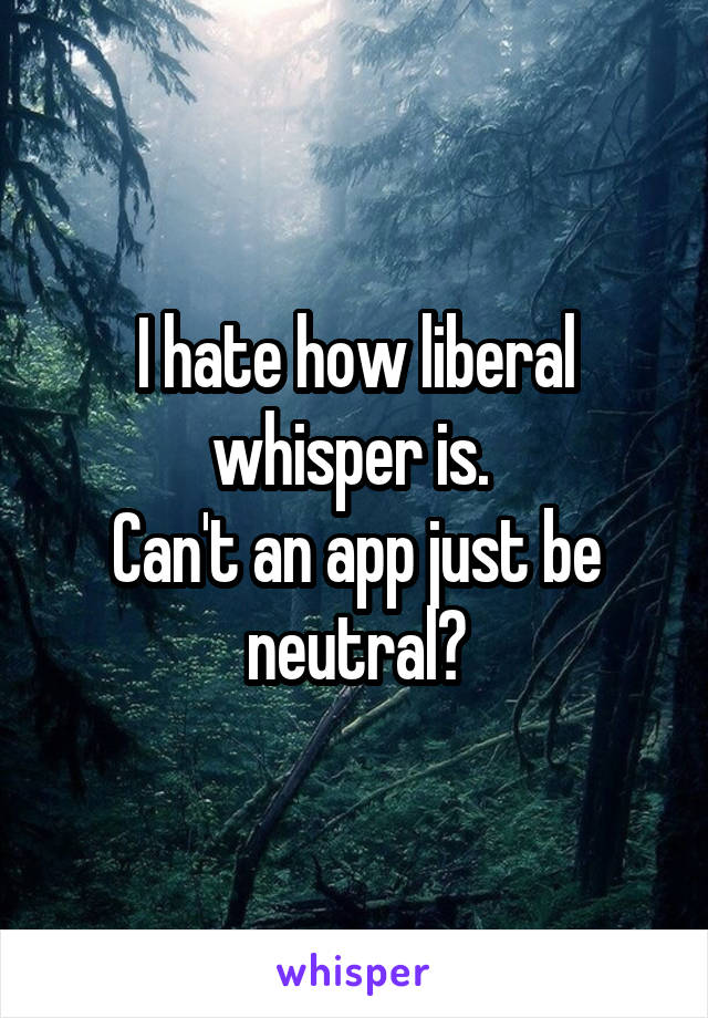 I hate how liberal whisper is. 
Can't an app just be neutral?