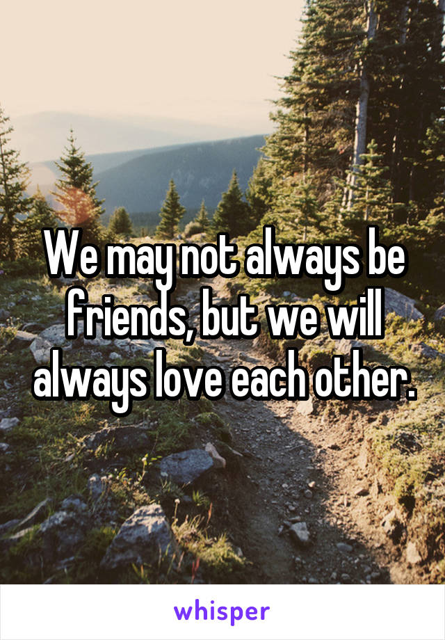 We may not always be friends, but we will always love each other.