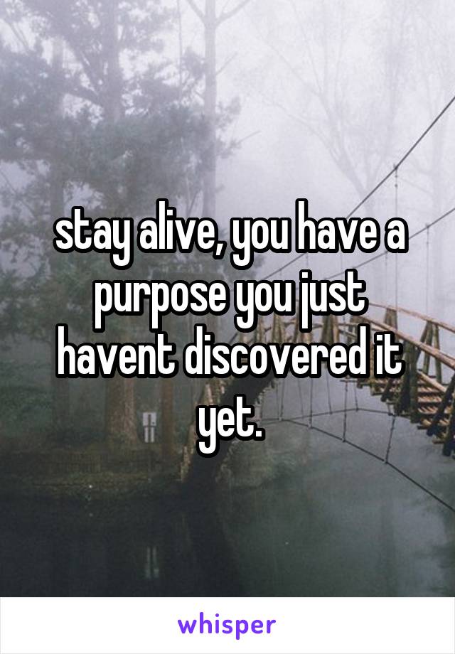 stay alive, you have a purpose you just havent discovered it yet.