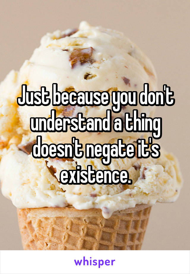 Just because you don't understand a thing doesn't negate it's existence.