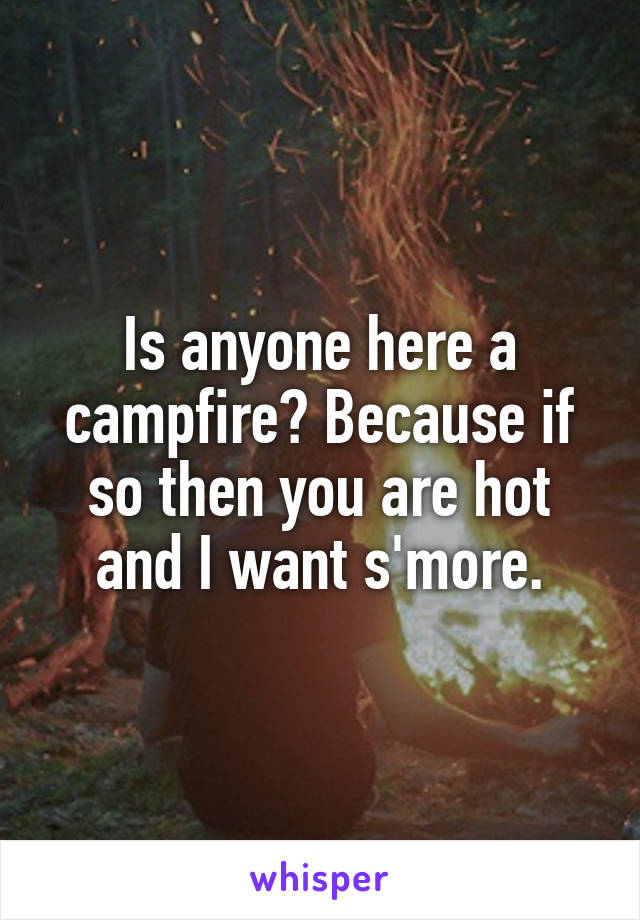 Is anyone here a campfire? Because if so then you are hot and I want s'more.