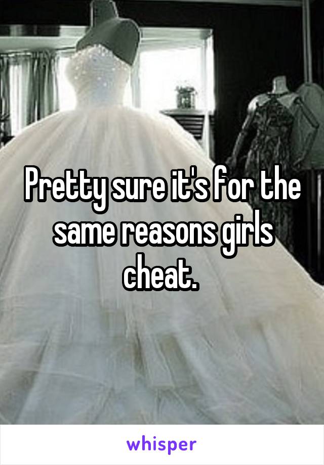 Pretty sure it's for the same reasons girls cheat. 