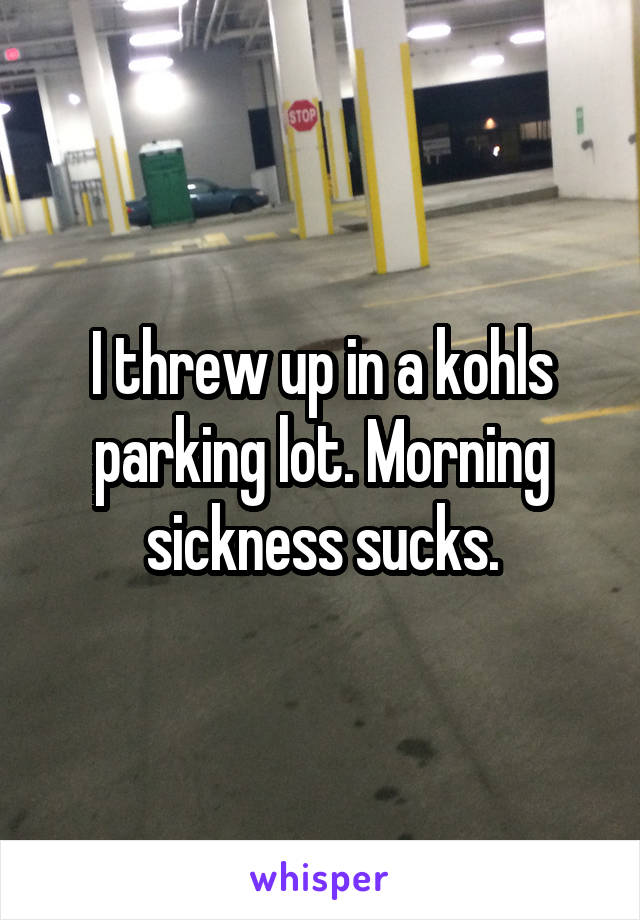 I threw up in a kohls parking lot. Morning sickness sucks.