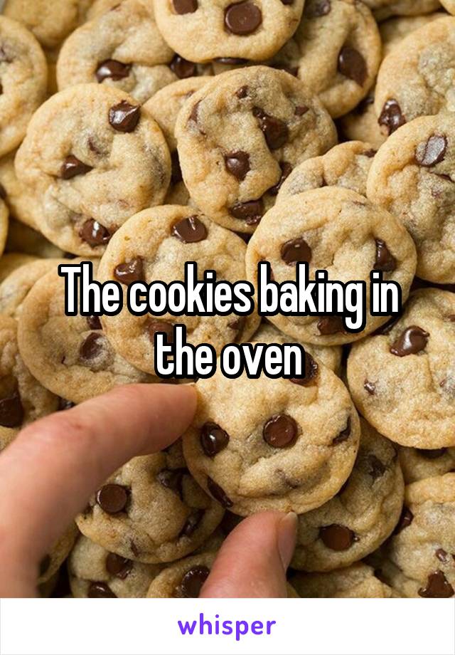 The cookies baking in the oven