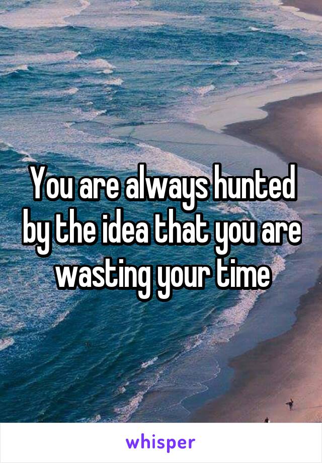 You are always hunted by the idea that you are wasting your time