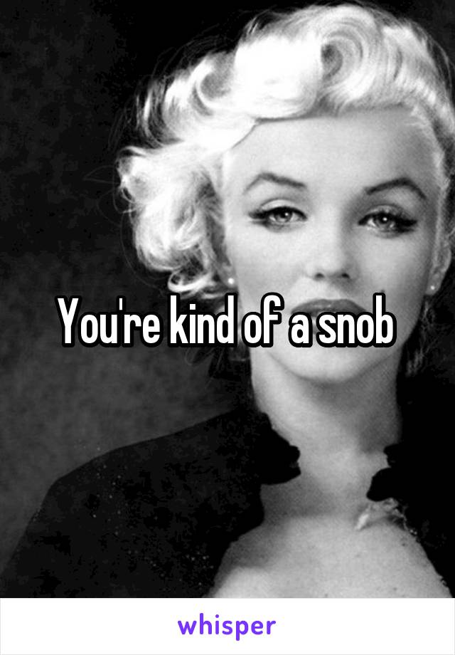 You're kind of a snob 