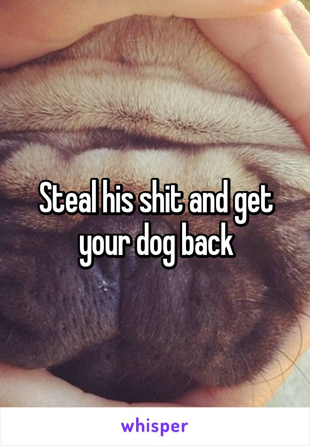 Steal his shit and get your dog back