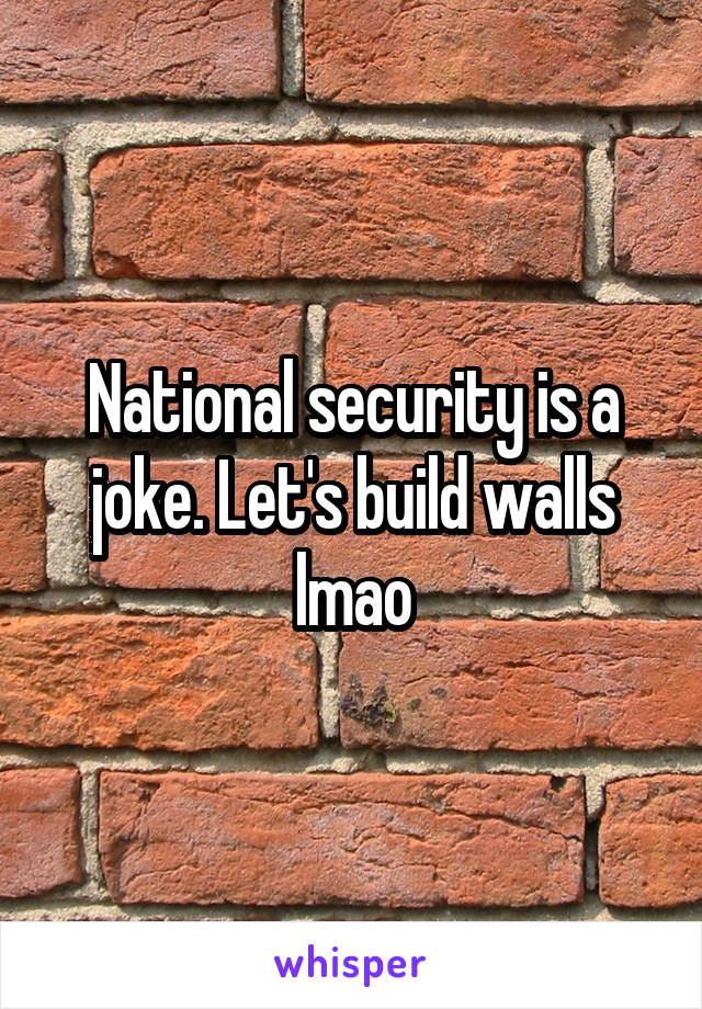 National security is a joke. Let's build walls lmao