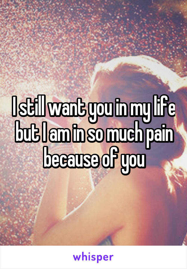 I still want you in my life but I am in so much pain because of you