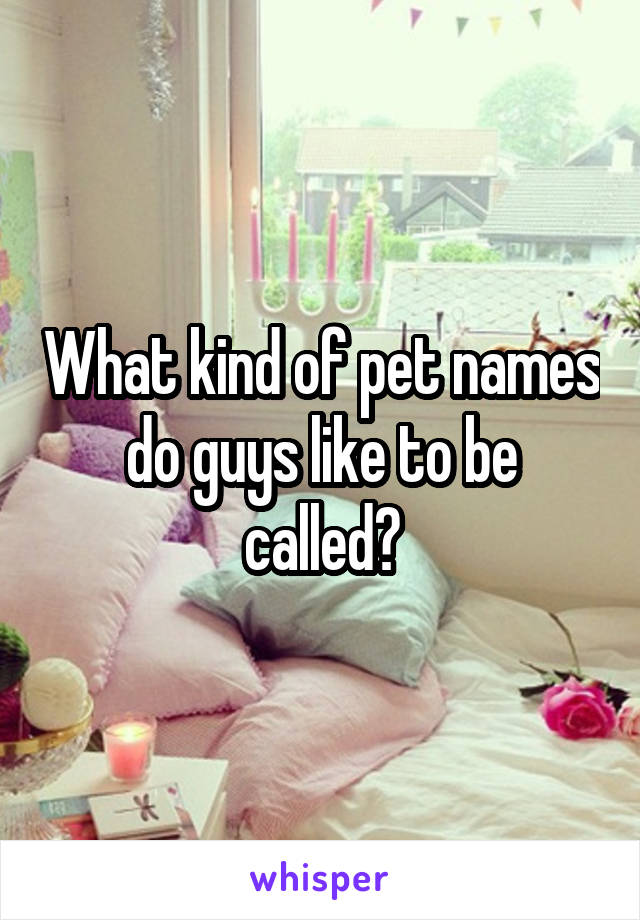 What kind of pet names do guys like to be called?