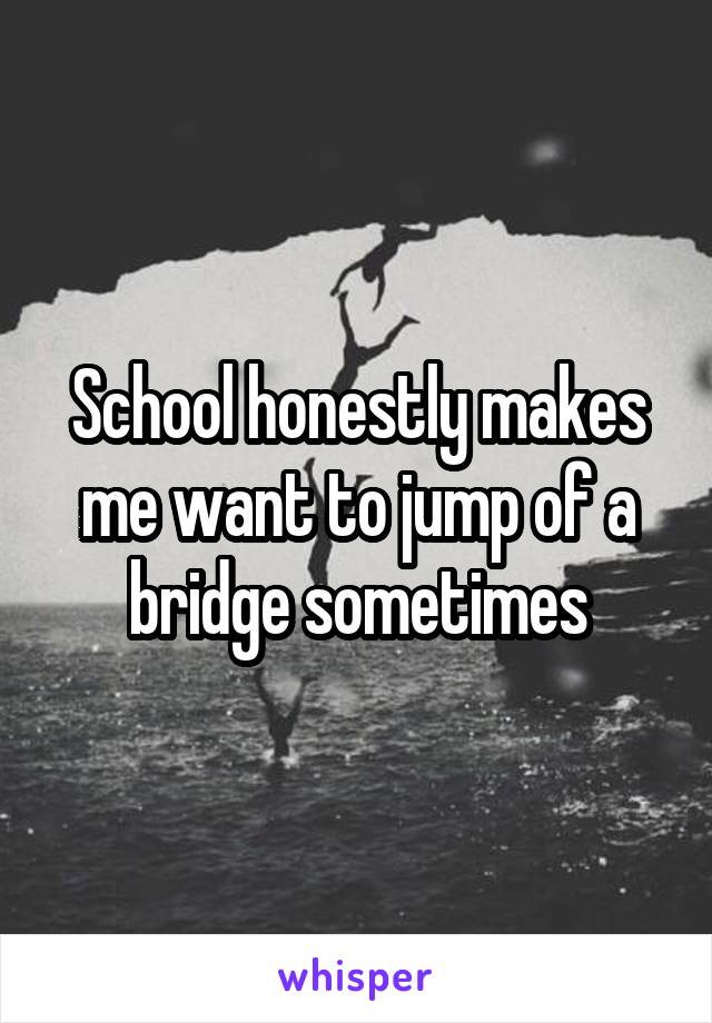 School honestly makes me want to jump of a bridge sometimes