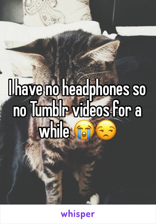I have no headphones so no Tumblr videos for a while 😭😒