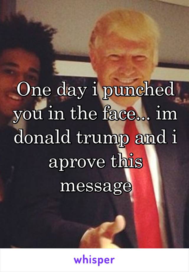 One day i punched you in the face... im donald trump and i aprove this message