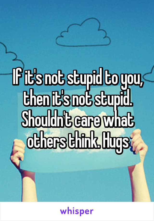 If it's not stupid to you, then it's not stupid. Shouldn't care what others think. Hugs