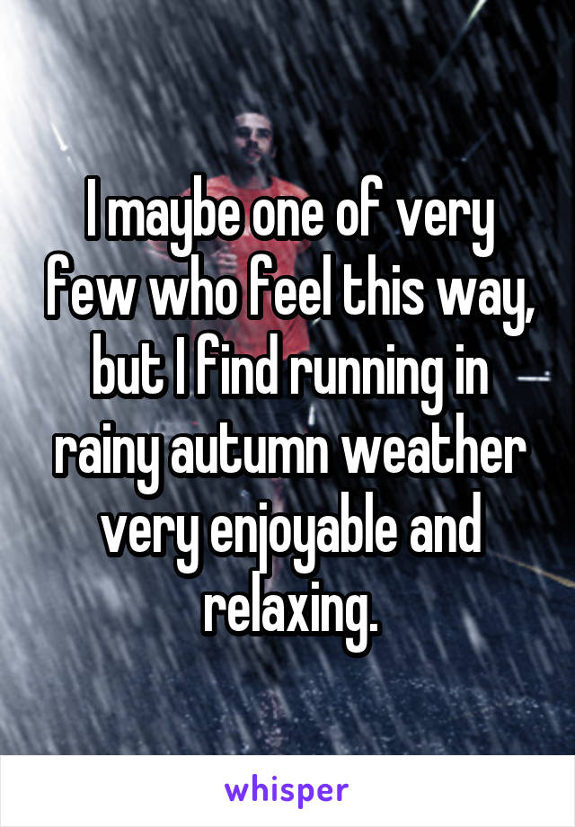 I maybe one of very few who feel this way, but I find running in rainy autumn weather very enjoyable and relaxing.