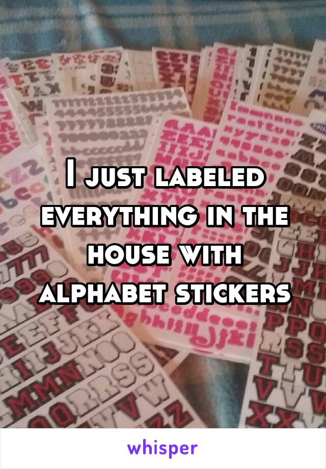 I just labeled everything in the house with alphabet stickers