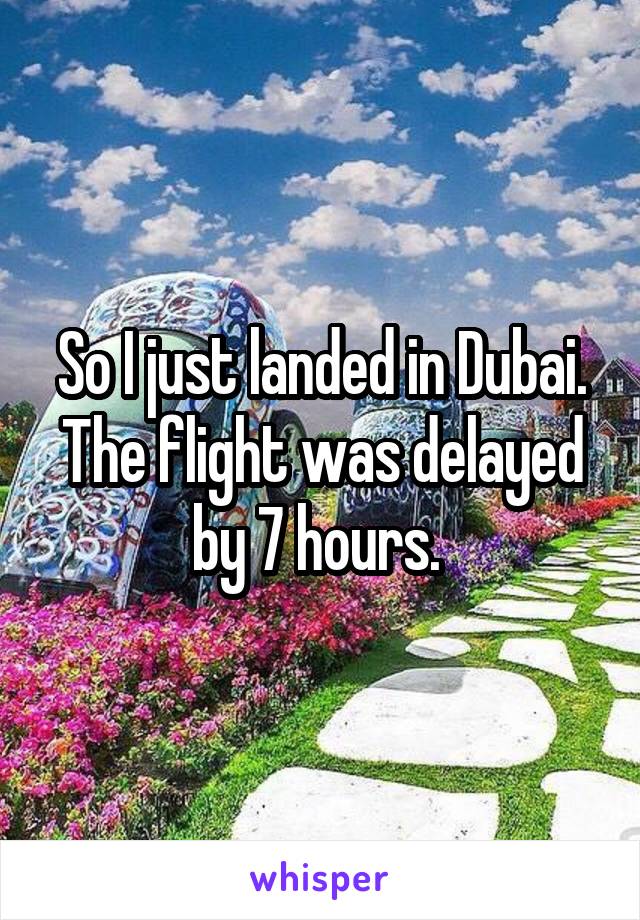 So I just landed in Dubai. The flight was delayed by 7 hours. 
