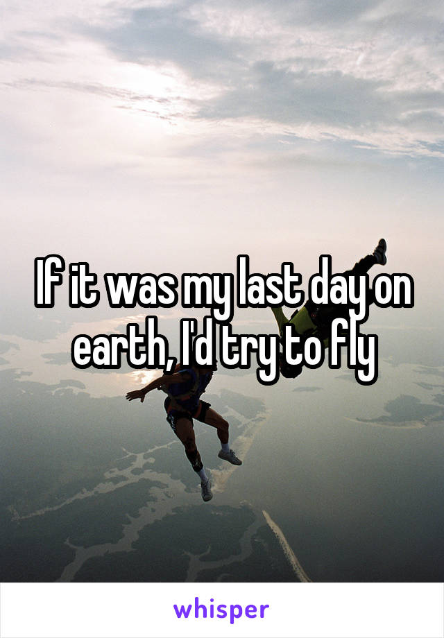 If it was my last day on earth, I'd try to fly