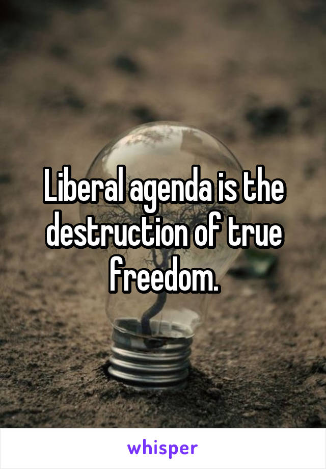 Liberal agenda is the destruction of true freedom.