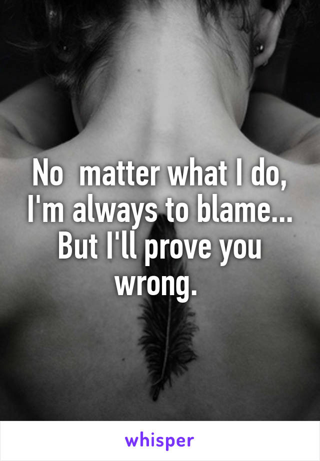 No  matter what I do, I'm always to blame... But I'll prove you wrong. 