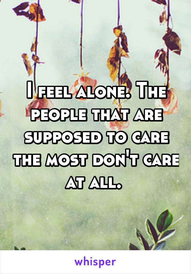 I feel alone. The people that are supposed to care the most don't care at all. 
