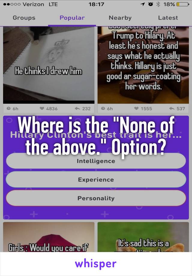 Where is the "None of the above." Option?