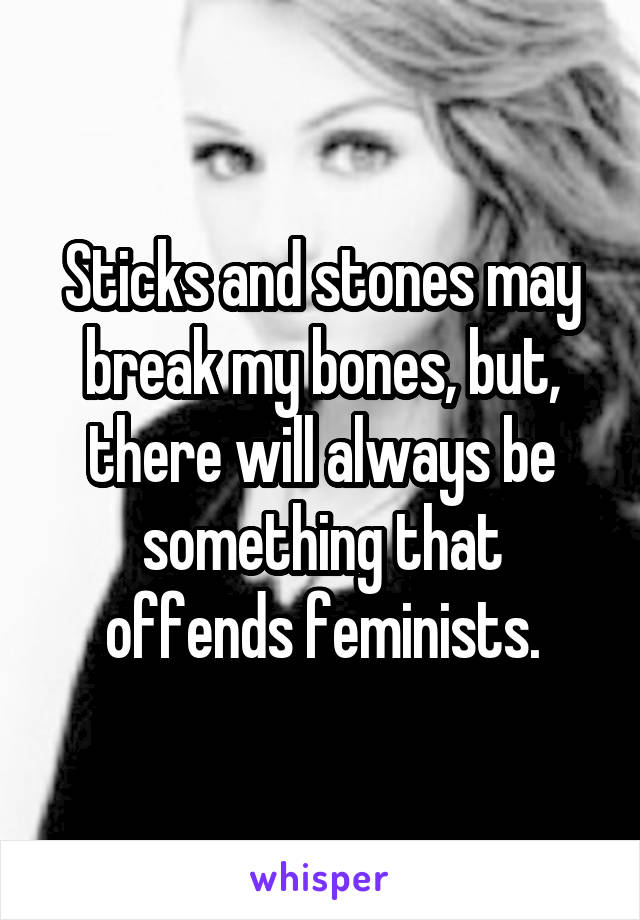 Sticks and stones may break my bones, but, there will always be something that offends feminists.