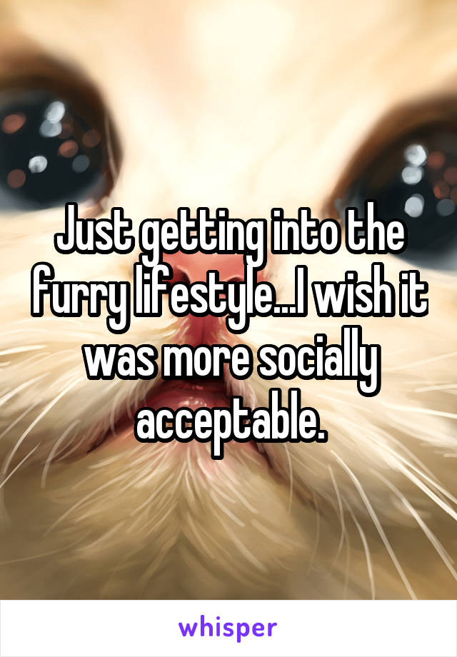 Just getting into the furry lifestyle...I wish it was more socially acceptable.