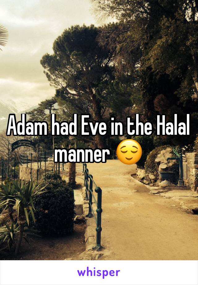 Adam had Eve in the Halal manner 😌