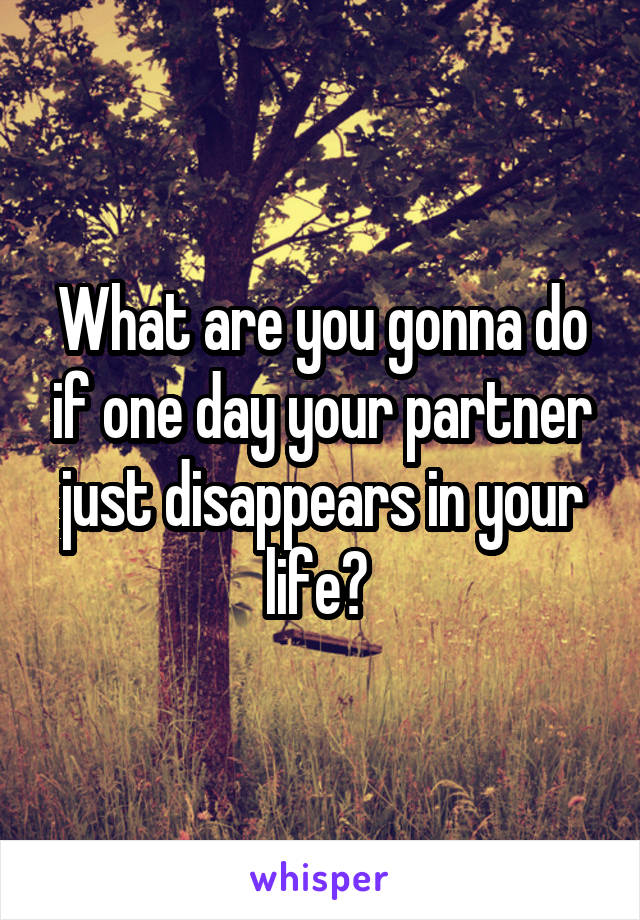 What are you gonna do if one day your partner just disappears in your life? 