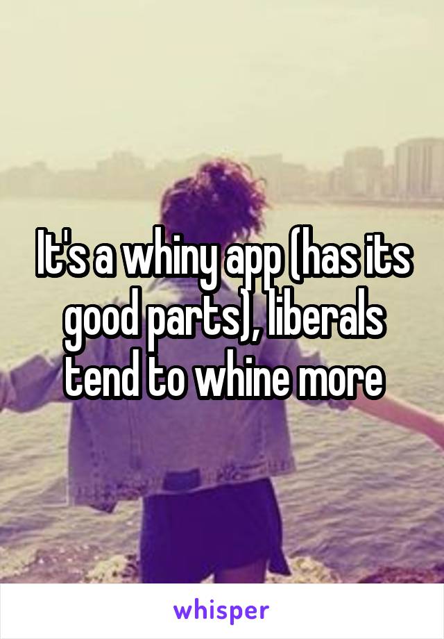 It's a whiny app (has its good parts), liberals tend to whine more