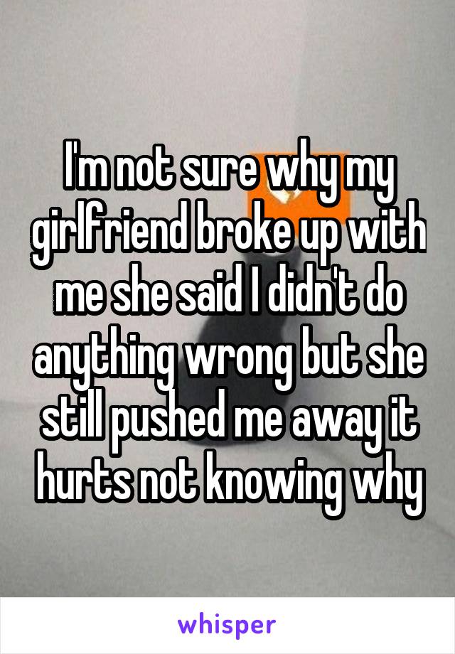 I'm not sure why my girlfriend broke up with me she said I didn't do anything wrong but she still pushed me away it hurts not knowing why