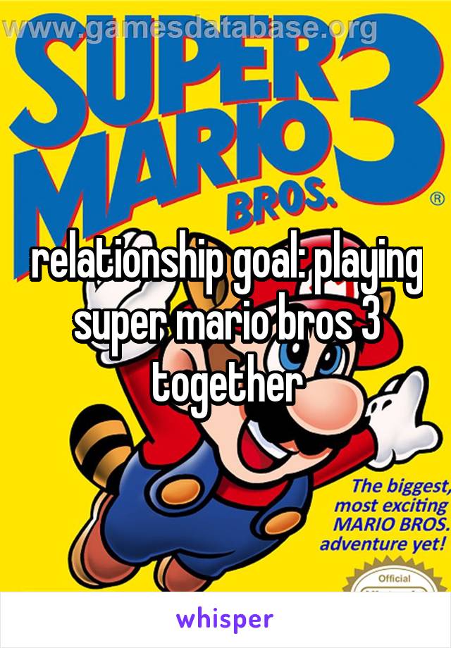 relationship goal: playing super mario bros 3 together