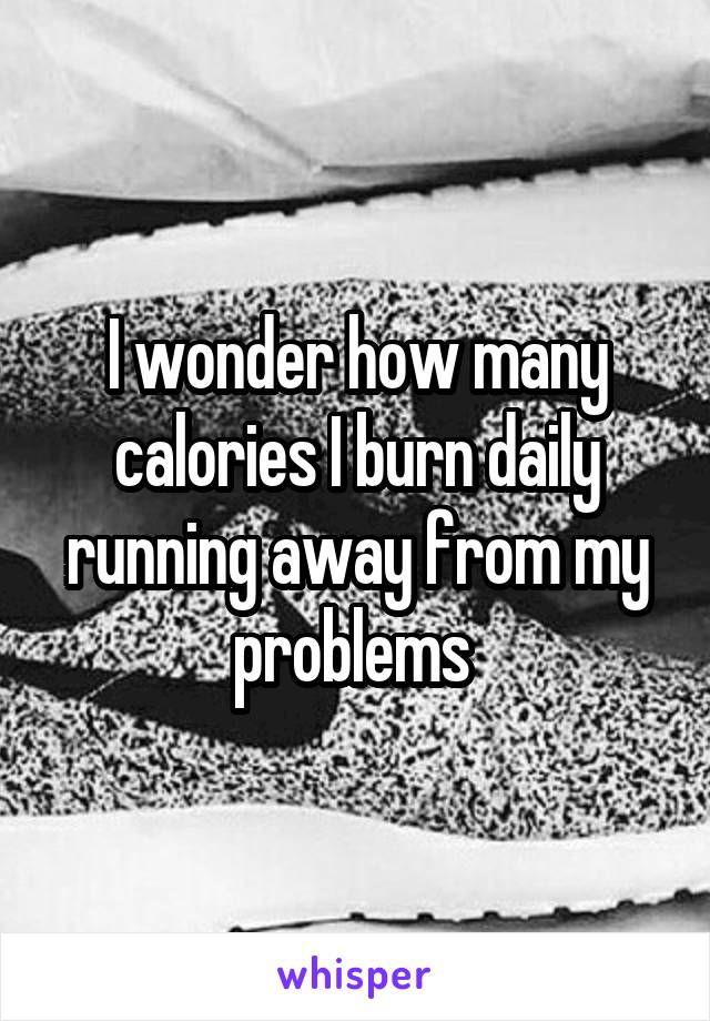 I wonder how many calories I burn daily running away from my problems 