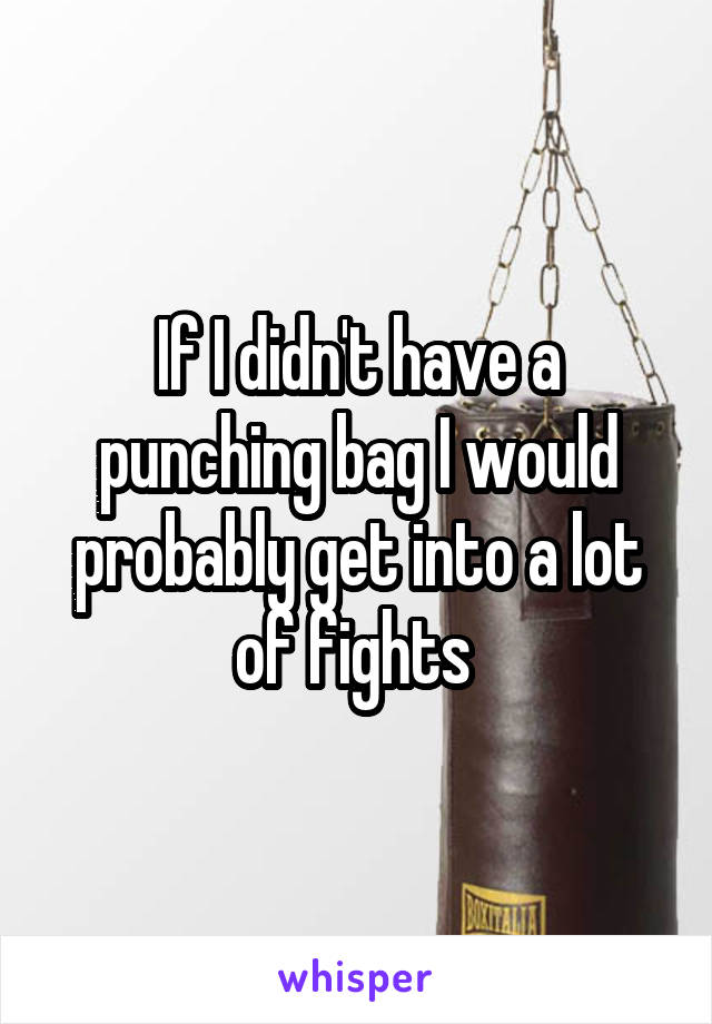 If I didn't have a punching bag I would probably get into a lot of fights 