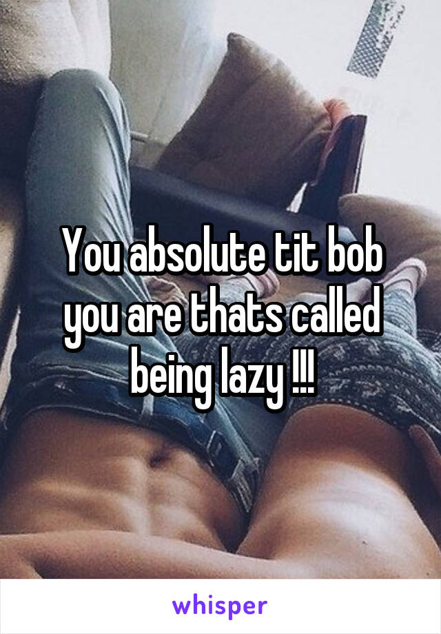 You absolute tit bob you are thats called being lazy !!!