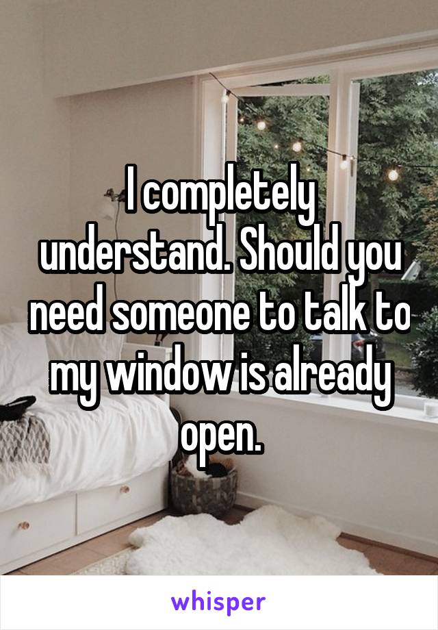 I completely understand. Should you need someone to talk to my window is already open.