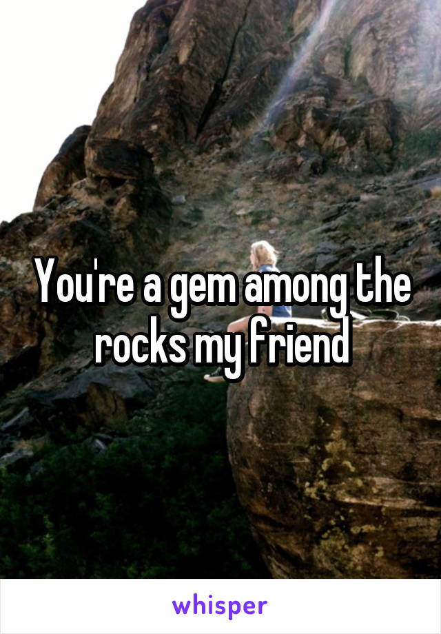 You're a gem among the rocks my friend