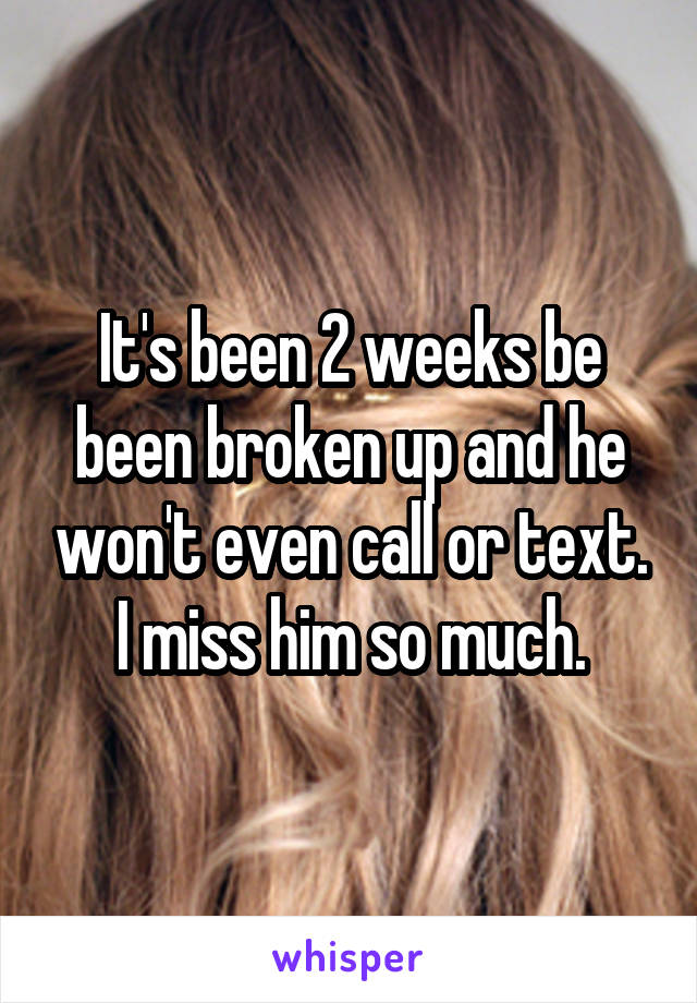 It's been 2 weeks be been broken up and he won't even call or text. I miss him so much.
