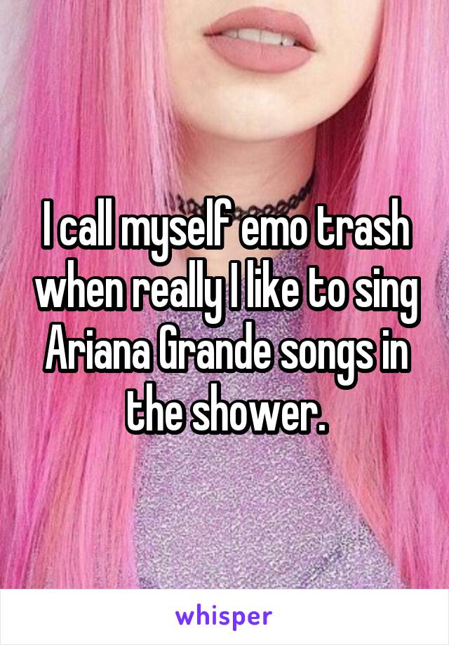I call myself emo trash when really I like to sing Ariana Grande songs in the shower.