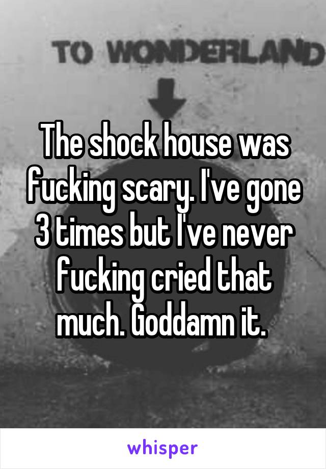 The shock house was fucking scary. I've gone 3 times but I've never fucking cried that much. Goddamn it. 