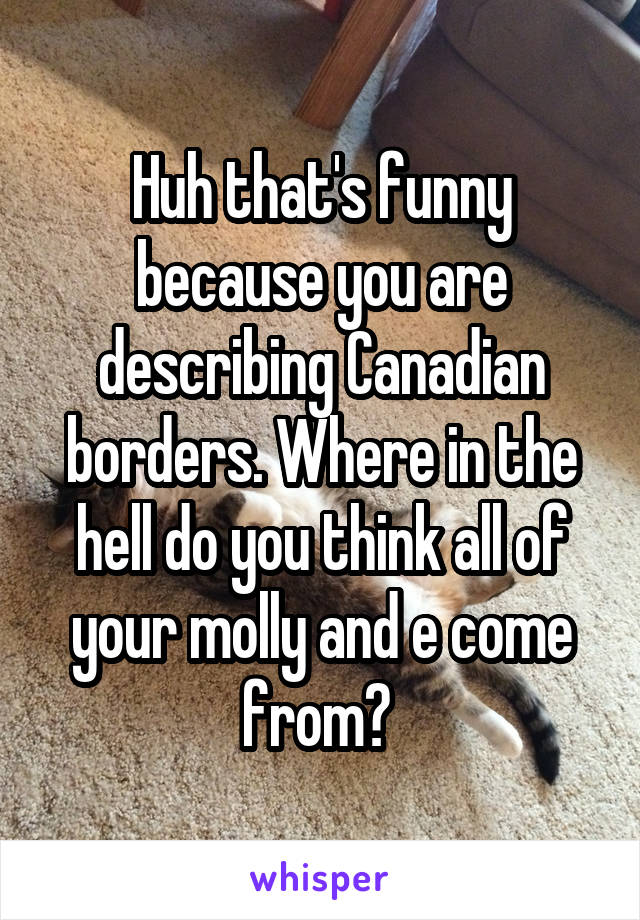 Huh that's funny because you are describing Canadian borders. Where in the hell do you think all of your molly and e come from? 