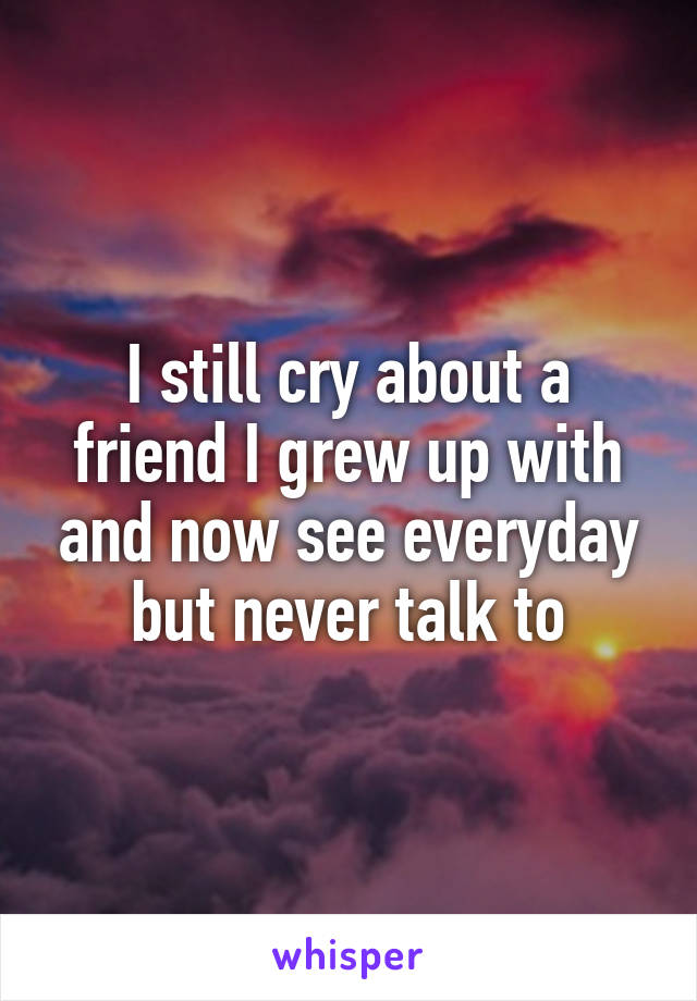 I still cry about a friend I grew up with and now see everyday but never talk to