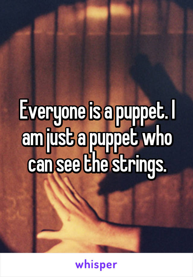 Everyone is a puppet. I am just a puppet who can see the strings.