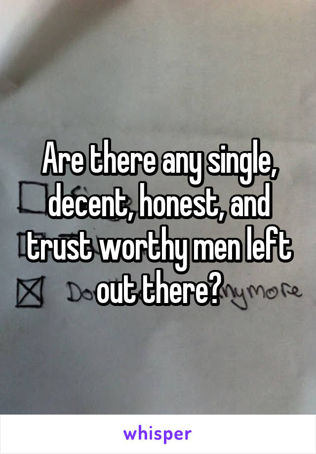 Are there any single, decent, honest, and trust worthy men left out there?