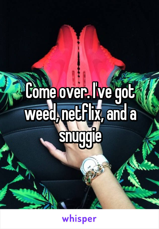 Come over. I've got weed, netflix, and a snuggie